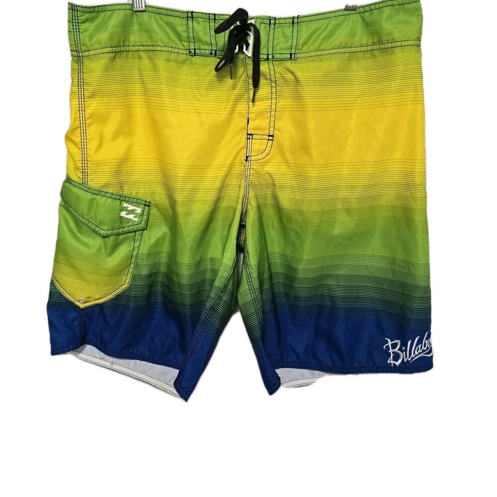 Billabong‎ Ombre Blue Green Yellow Board Shorts Medium Surf Beach Resort